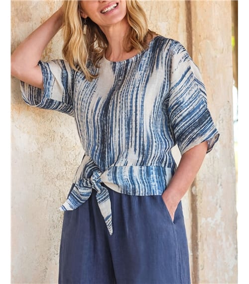 Top noué à l'avant - Femme - Pur Lin