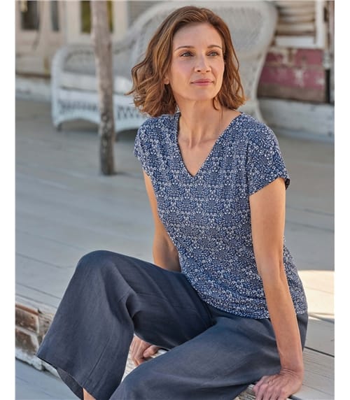 V Neck Printed Tshirt