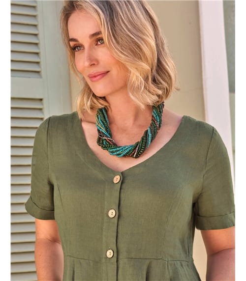 Collier multi-rangs torsadé en perles