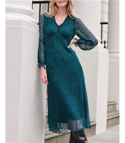Frill Neck Printed Dress