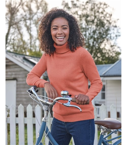 Rollkragenpullover aus Lammwolle für Damen