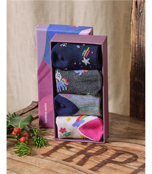 Luma Bamboo Unicorn Baby 4 Sock Gift Box