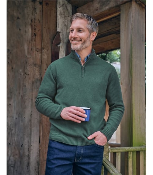 Mens Lambswool Zip Neck Jumper