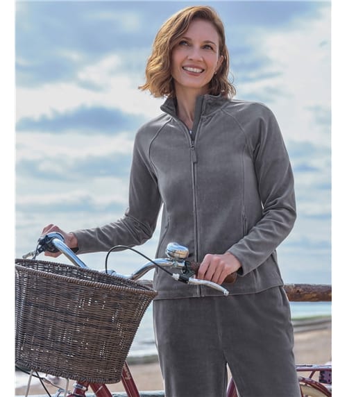 Placid Velour Zip Through Jumper
