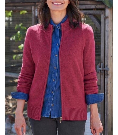Lambswool Zip Thru Cardigan