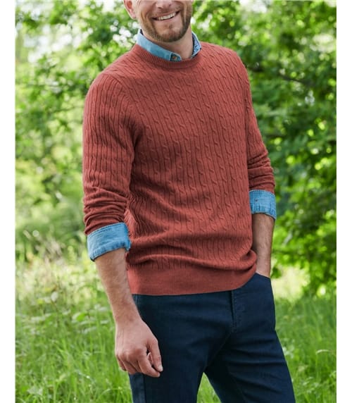 Pull torsadé à col rond - Homme - Cachemire & Mérinos