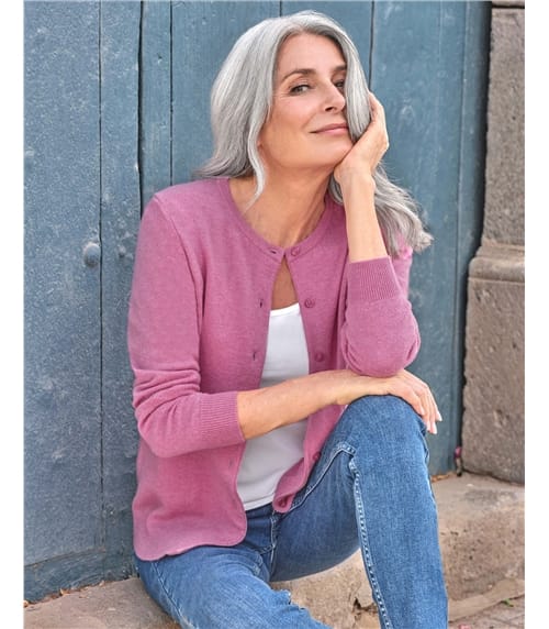 Cashmere Merino Crew Neck Cardigan