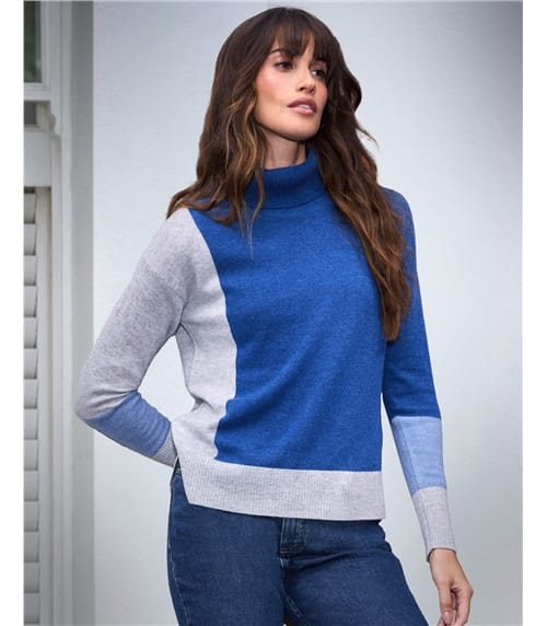 Cashmere Colourblock Roll Neck