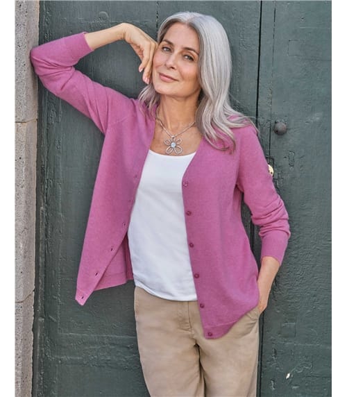 Cashmere Merino Classic V Neck Cardigan