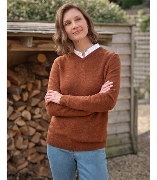 Pull à col V - Femme - Laine d’agneau certifiée 100% RWS