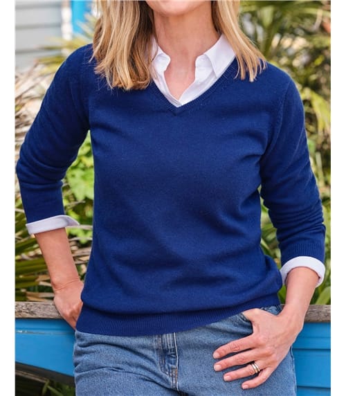 Cashmere & Merino V Neck Knitted Sweater
