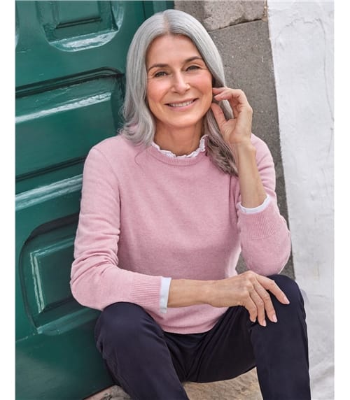 Pullover mit Rundhalsausschnitt aus Merinowolle und Kaschmir für Damen