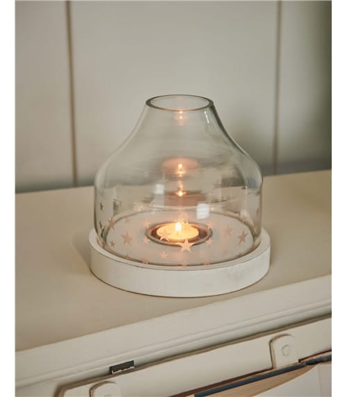 Hurricane Frosted Star Candle Holder