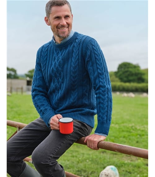 Pullover mit Aranmuster aus reiner Wolle für Herren