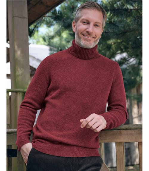 Mens Lambswool Polo Neck Jumper