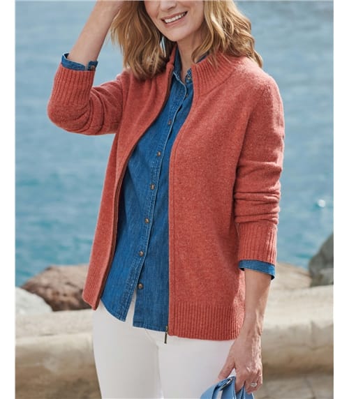 Cardigan ajusté à fermeture éclair - Femme - Laine d’agneau