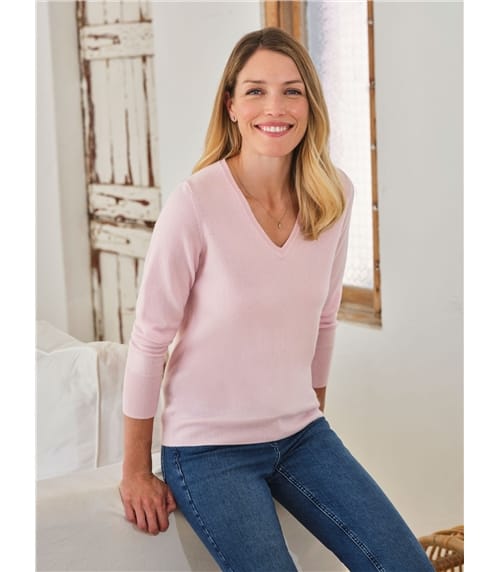 Kaschmirpullover mit V-Ausschnitt