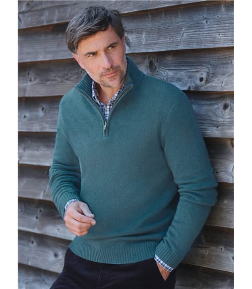 Pull à encolure zippée - Homme -Laine d’agneau certifiée 100% RWS