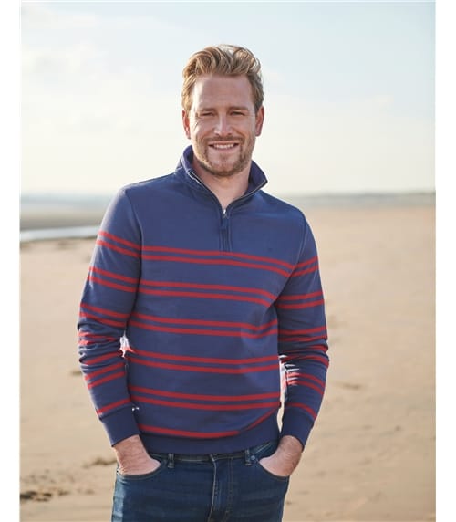 Pullover aus Bio-Baumwolle mit kurzem Reißverschluss für Herren