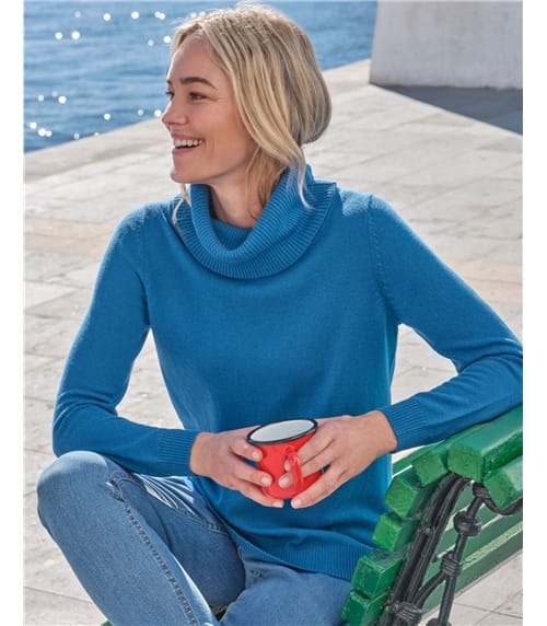 Pullover mit Wasserfallausschnitt aus Kaschmir und Merinowolle für Damen