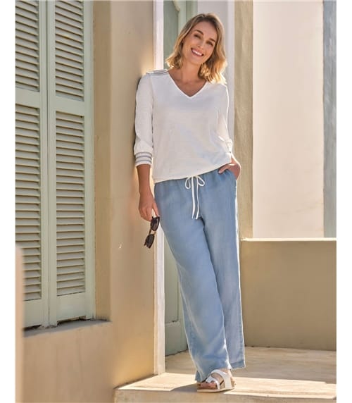 Leinenhose mit weitem Bein