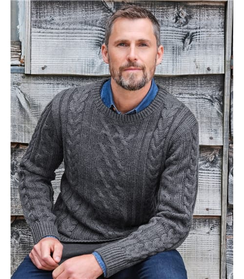 Pullover mit Aranmuster aus reiner Wolle für Herren
