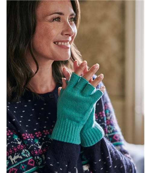 Fingerlose Handschuhe aus Lammwolle für Damen