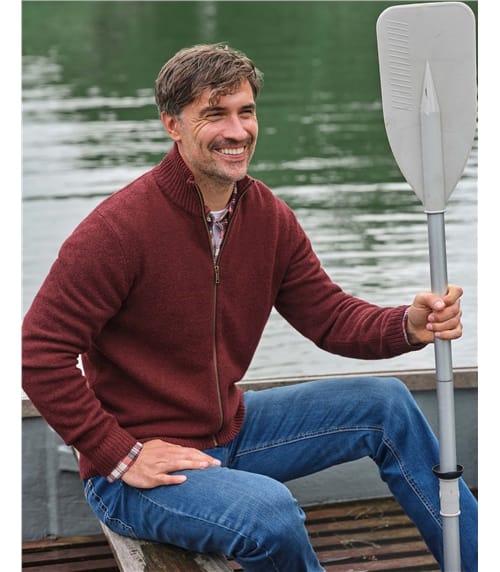 Mens Lambswool Lincoln Zipper Cardigan