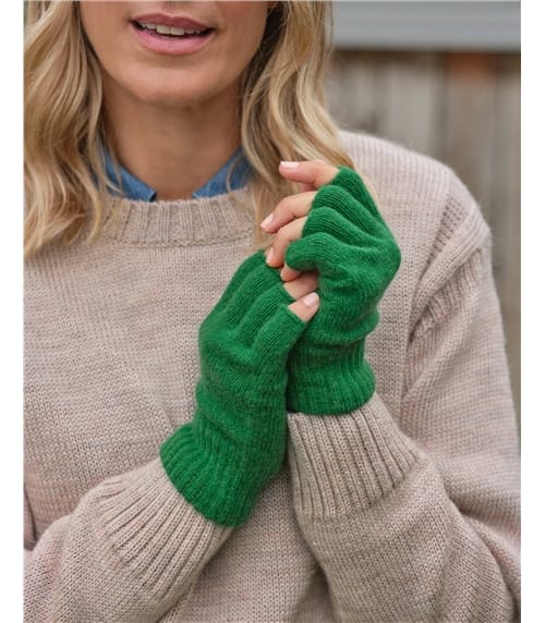 Fingerlose Handschuhe aus Lammwolle für Damen