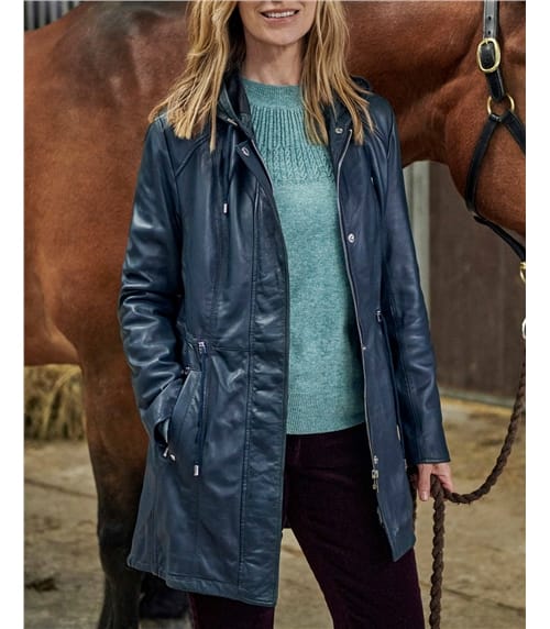Ambleside Hooded Leather Coat