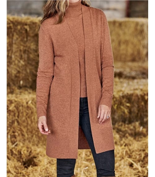 Gilet long ouvert - Femme - Cachemire & mérinos