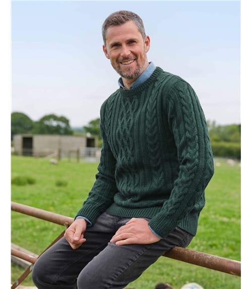 Pull irlandais à col rond - Homme - Pure Laine