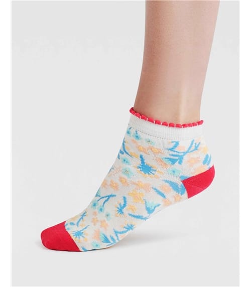 Knöchelsocken aus Bio-Baumwolle, geblümt – Daisy