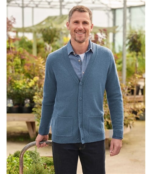 Mens Lambswool V Neck Cardigan