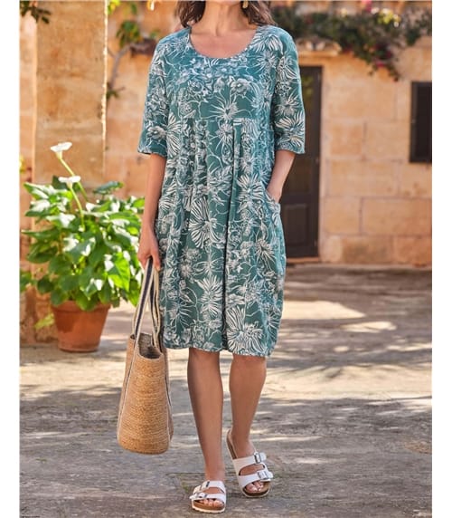 Womens Linen Pocket Tunic Dress