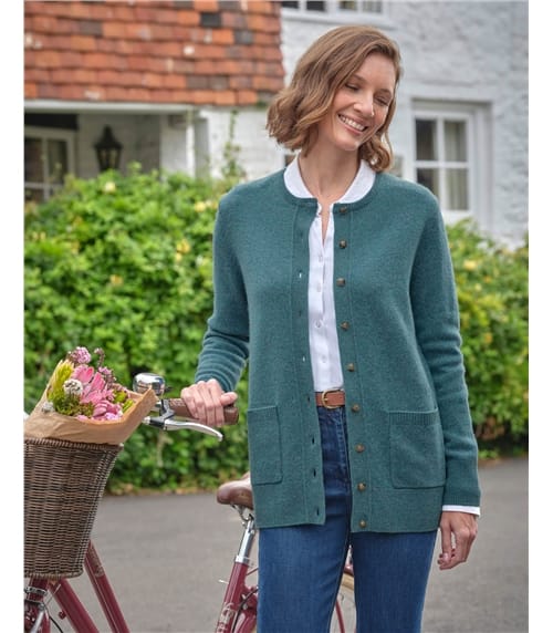 Lambswool Ladies Crew Neck Cardigan