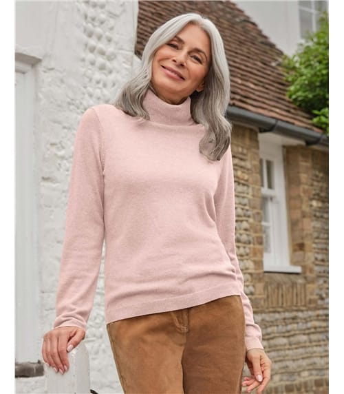 Cashmere and Merino Fitted Polo Neck Knitted Jumper