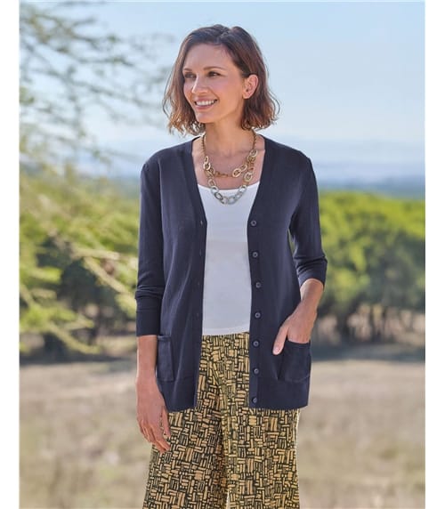 Cardigan long à col en V - Femme