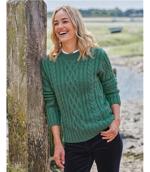 100% Pure Wool Aran Crew Neck Jumper