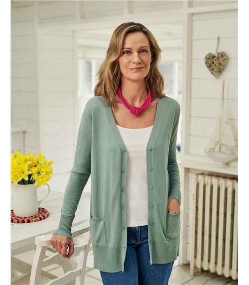 Cardigan long - Femme - Soie & Coton