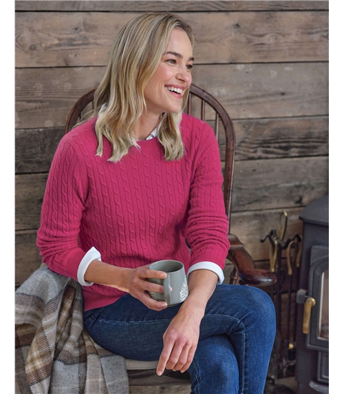 Pull torsadé à col rond - Femme - Cachemire & Mérinos