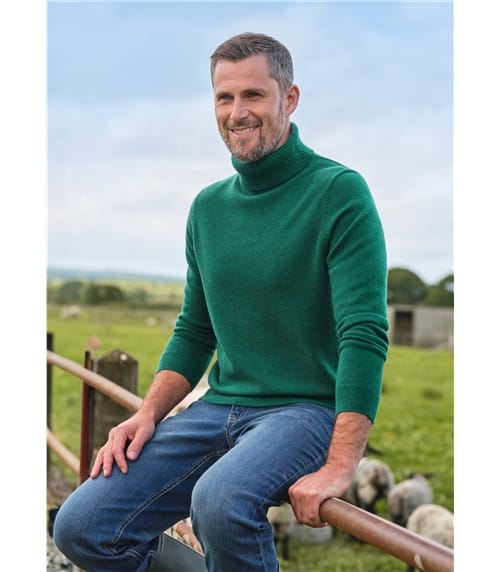 Cashmere and Merino Polo Neck Jumper