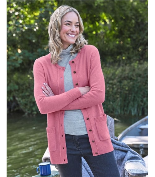 Lambswool Ladies Crew Neck Cardigan