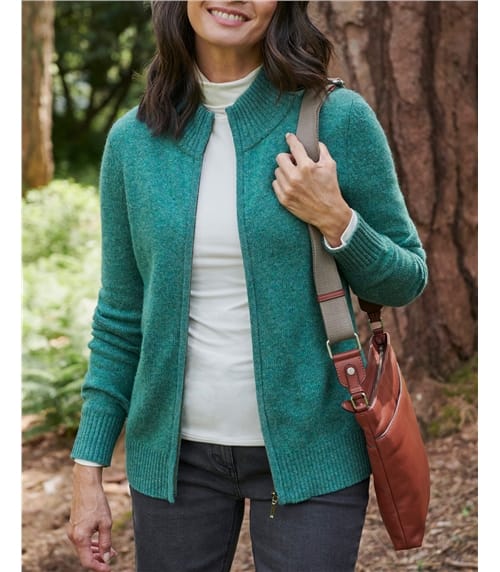 Cardigan ajusté à fermeture éclair - Femme - Laine d’agneau certifiée 100% RWS