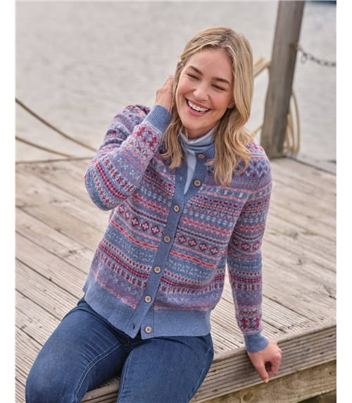 Geknöpfte Stickjacke mit Fair-Isle-Muster