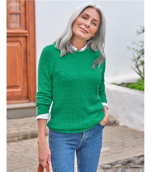 Cashmere Merino Cable Crew Neck Jumper