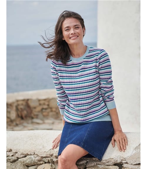 Merino Wool Textured Stripe Sweater