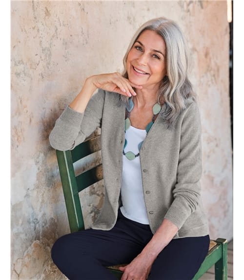 Cashmere Merino Classic V Neck Cardigan