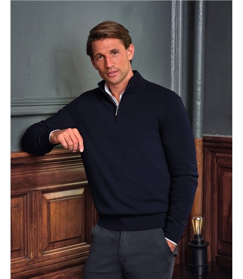 Mens Cashmere Zip Neck Sweater