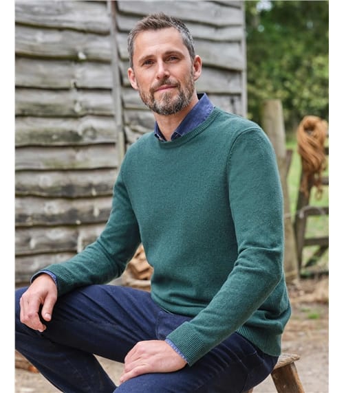 Pullover mit Rundhalsausschnitt aus Merinowolle und Kaschmir für Herren